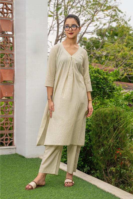 Sandshell Cotton Kurta Set