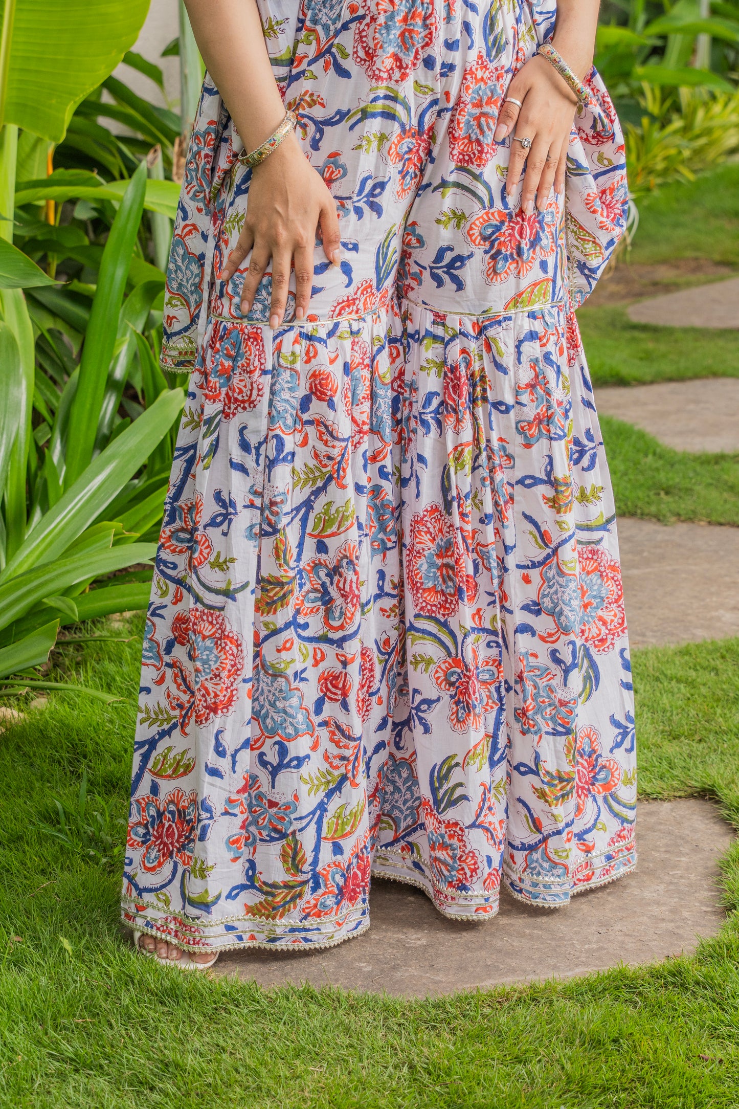 Vanika Handblock Sharara set with Chanderi Dupatta