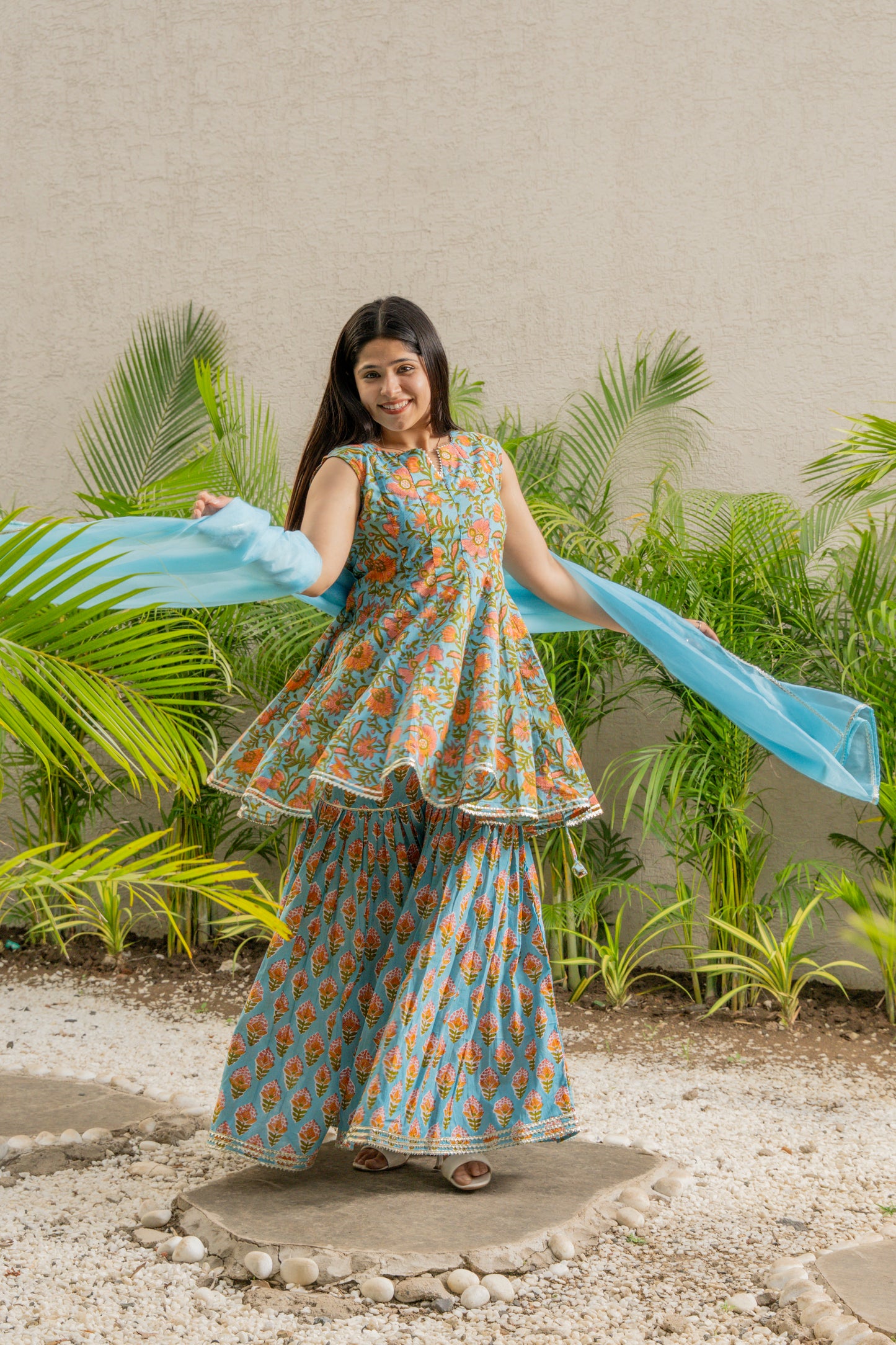 Chandani Handblock Print Sharara Set