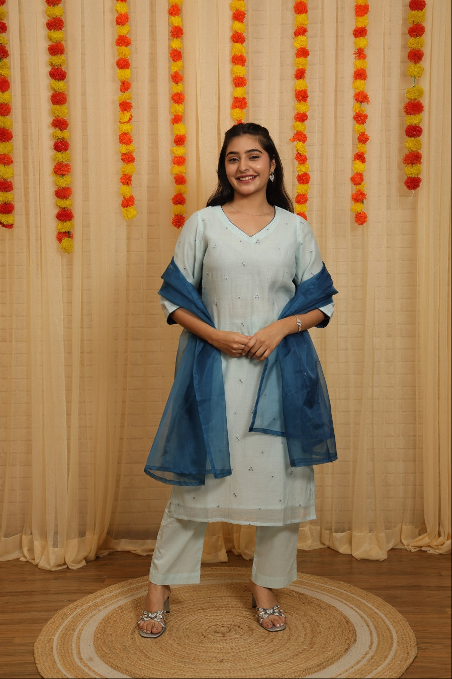 Niva Malai Chanderi Hand Work Suit