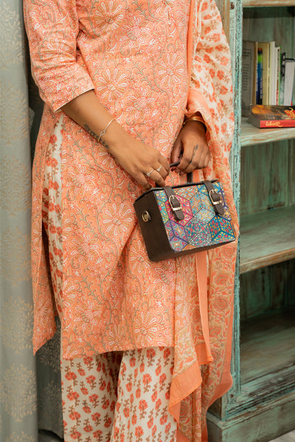 Peach Potli Blossom kurta Set