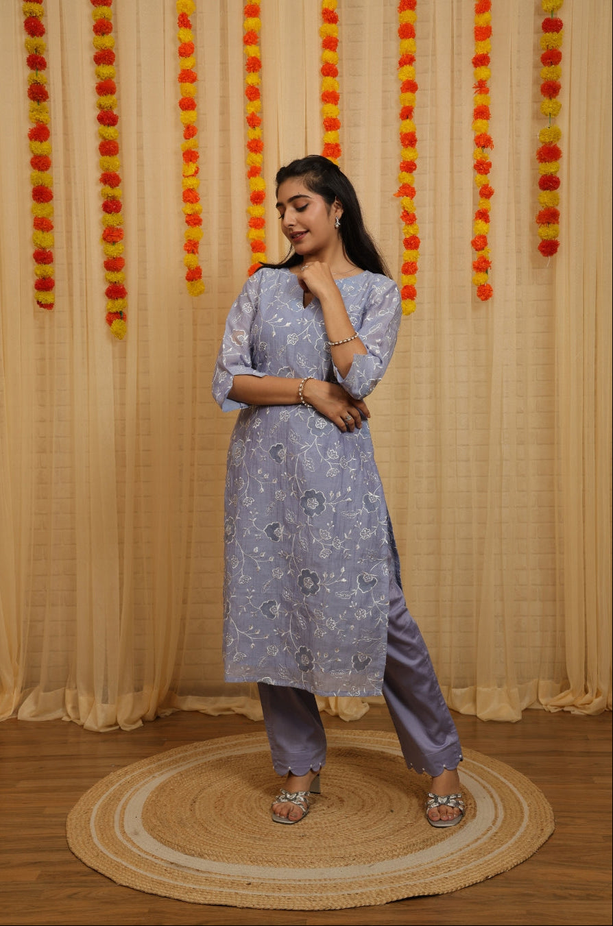 Naina Applique Worked Malai Chanderi Suit
