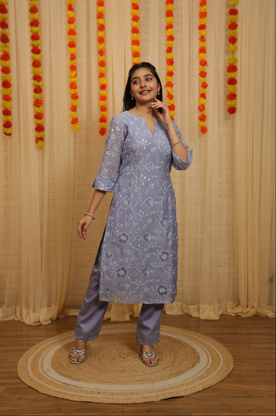 Naina Applique Worked Malai Chanderi Suit