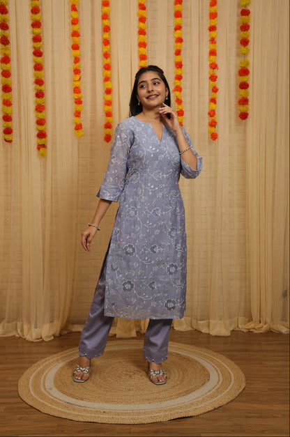Naina Applique Worked Malai Chanderi Suit