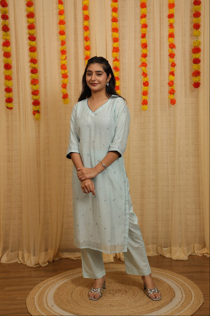 Niva Malai Chanderi Hand Work Suit