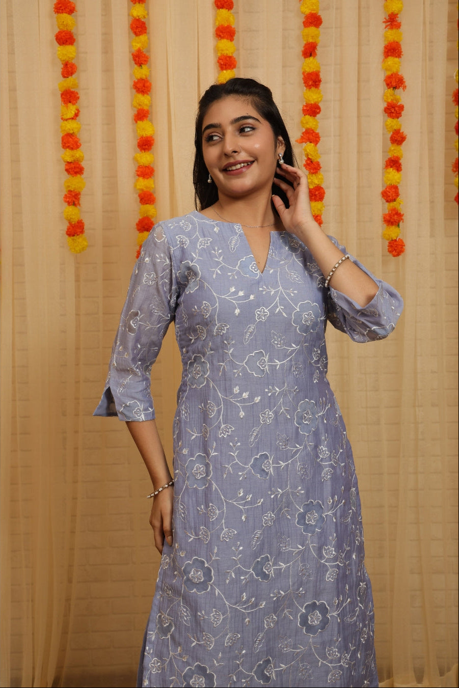 Naina Applique Worked Malai Chanderi Suit