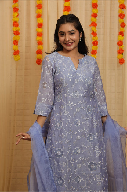 Naina Applique Worked Malai Chanderi Suit