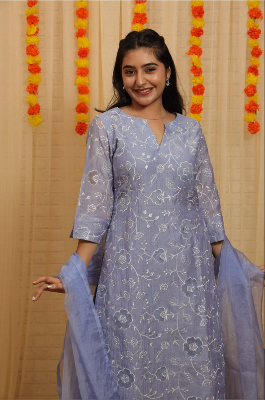 Naina Applique Worked Malai Chanderi Suit