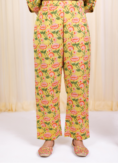 Yellow Block Printed Kurta set