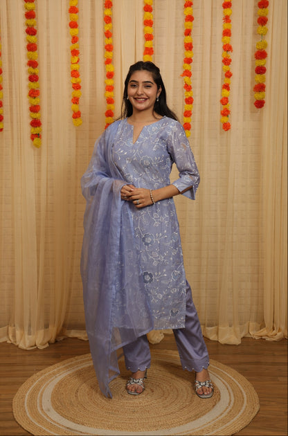 Naina Applique Worked Malai Chanderi Suit