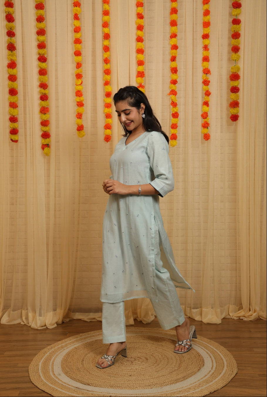 Niva Malai Chanderi Hand Work Suit