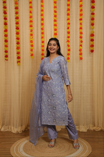 Naina Applique Worked Malai Chanderi Suit