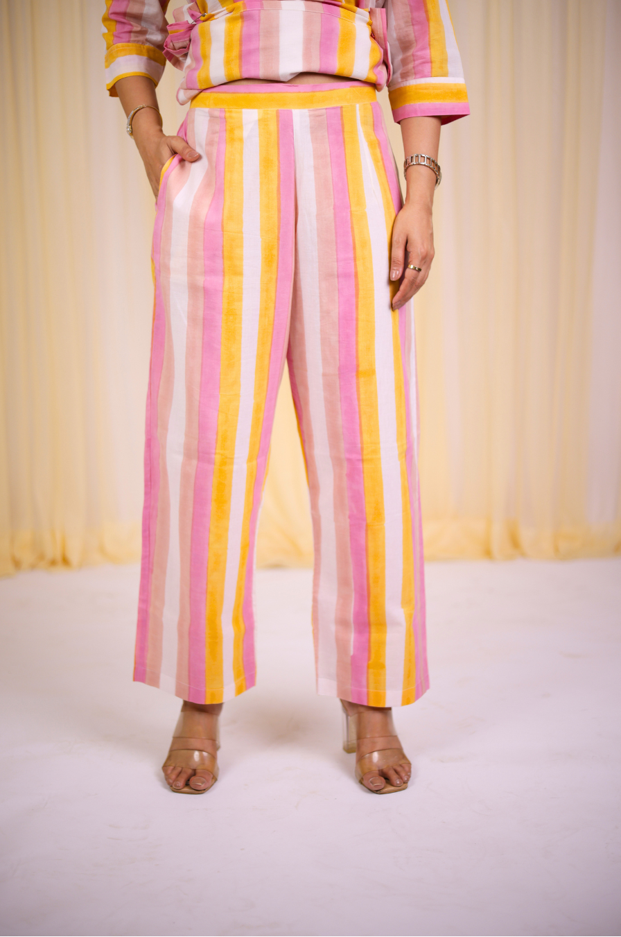 Sunset Stripe Block Print Kurta set