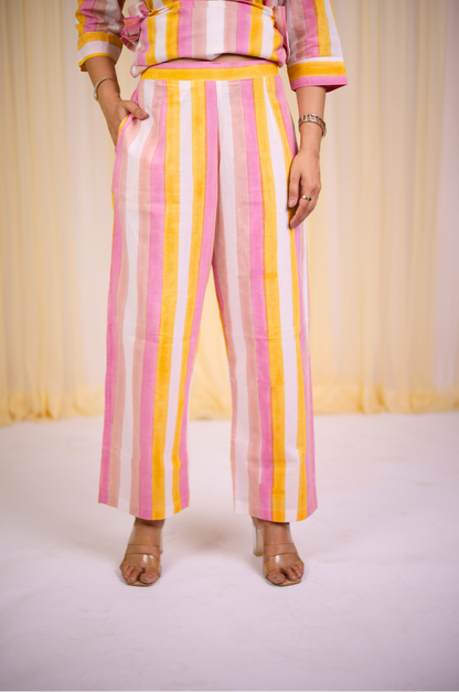Sunset Stripe Block Print Kurta set