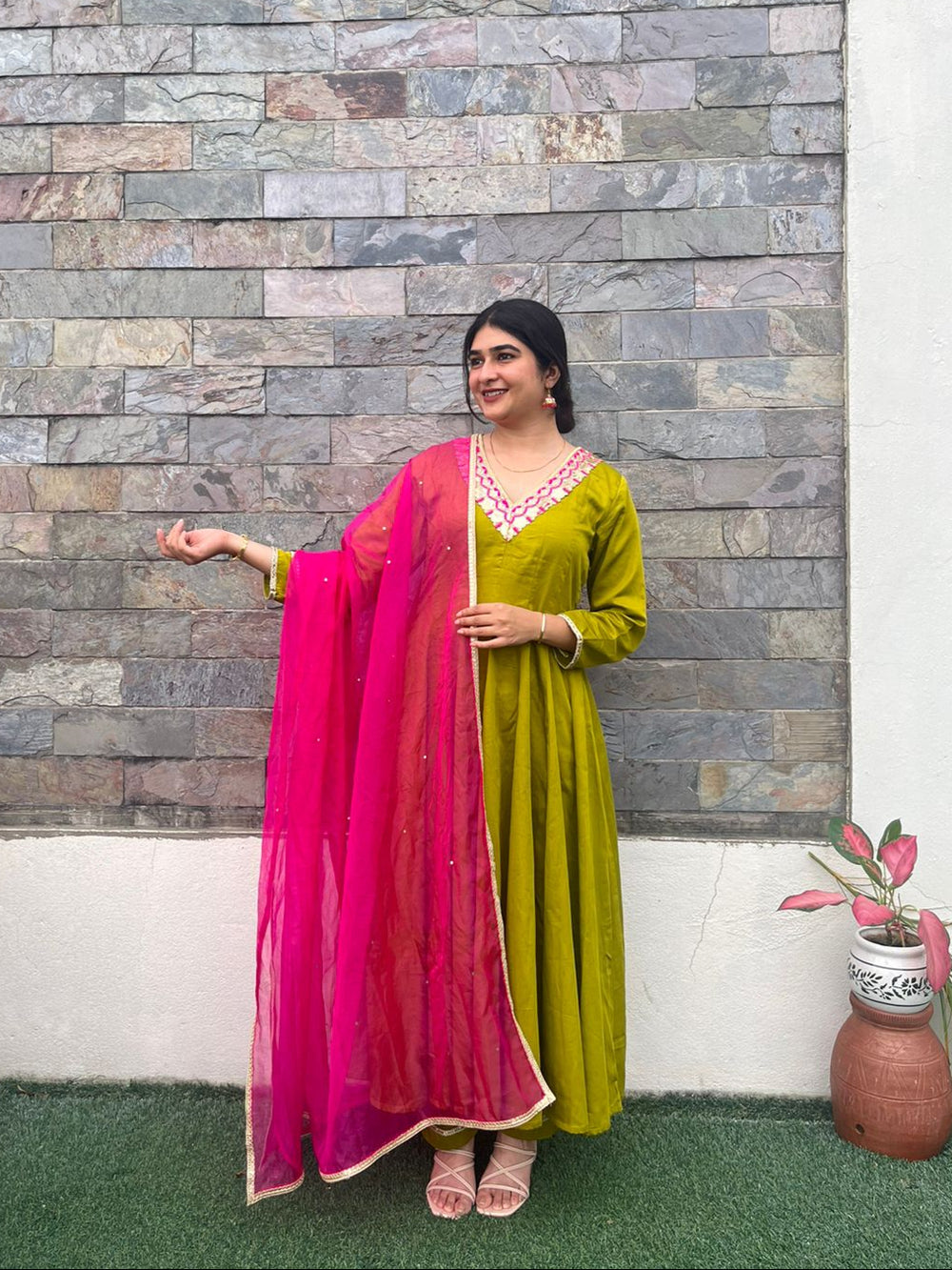 Mehfil Glow Anarkali With Organza Dupatta Set