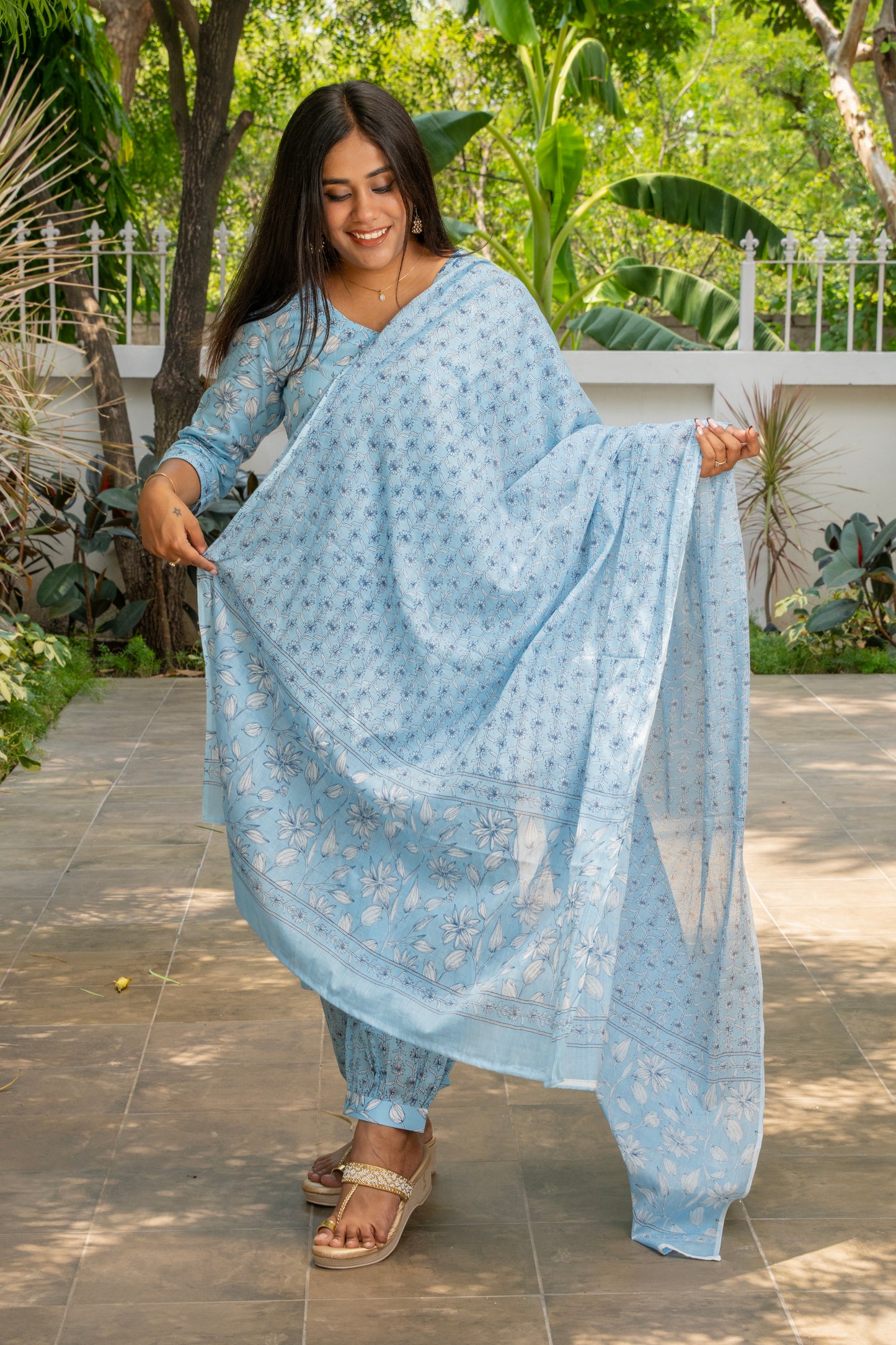 Firoza Phool Afghani Dupatta Set