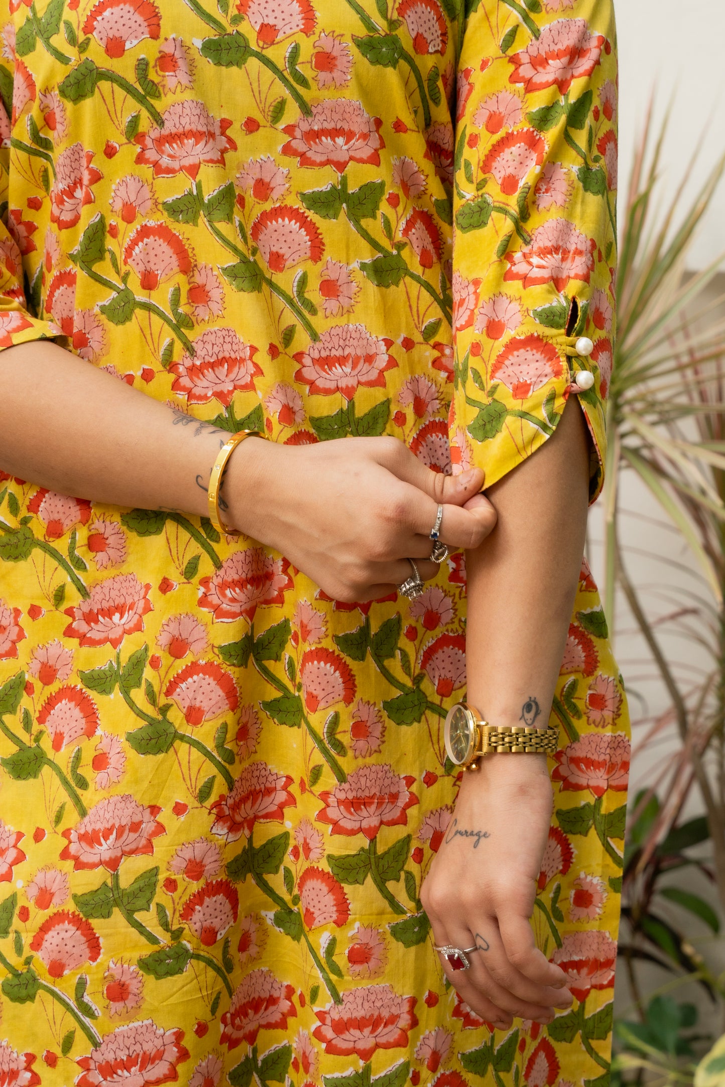 Yellow Block Printed Kurta set