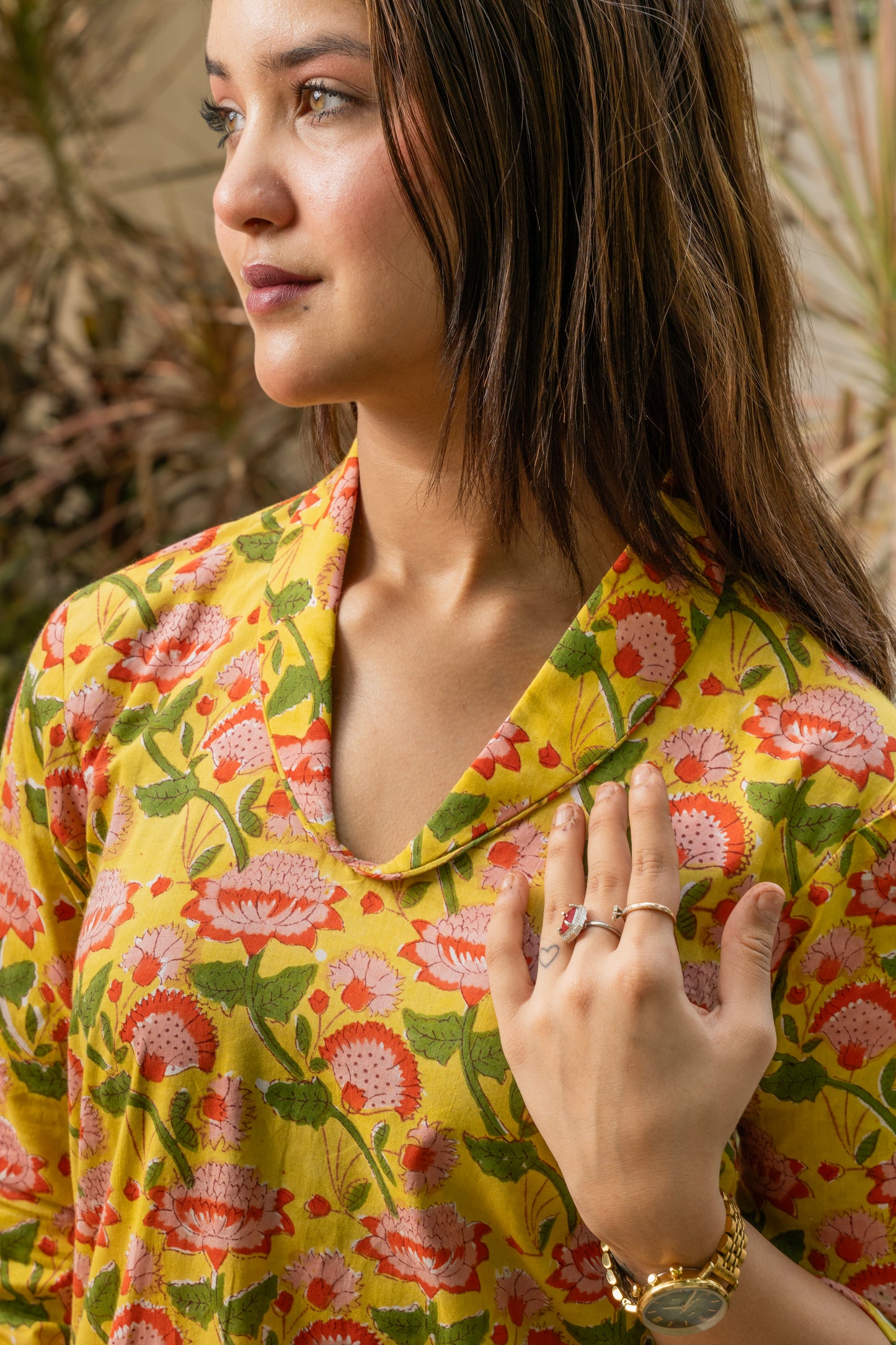 Yellow Block Printed Kurta set