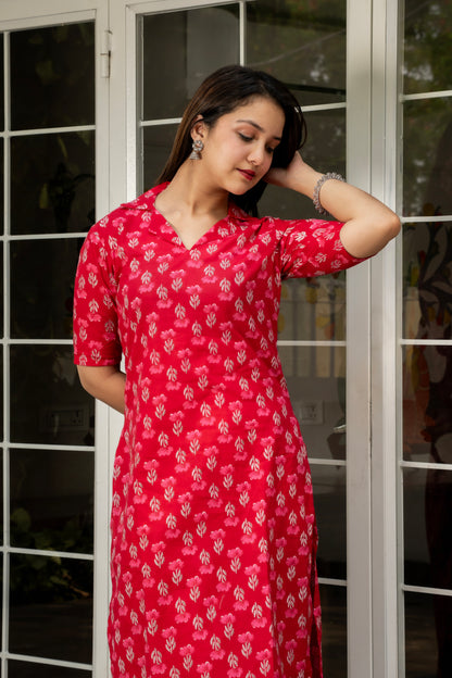 Ruhani Red Blossom kurta set