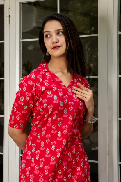 Ruhani Red Blossom kurta set