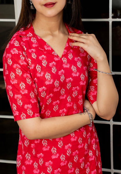 Ruhani Red Blossom kurta set