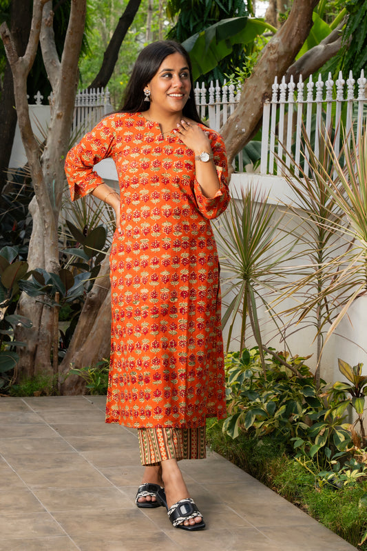 Sunahri Block printed kurta set