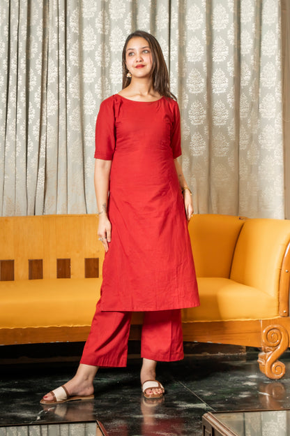 Maroon minimalist co-ord set