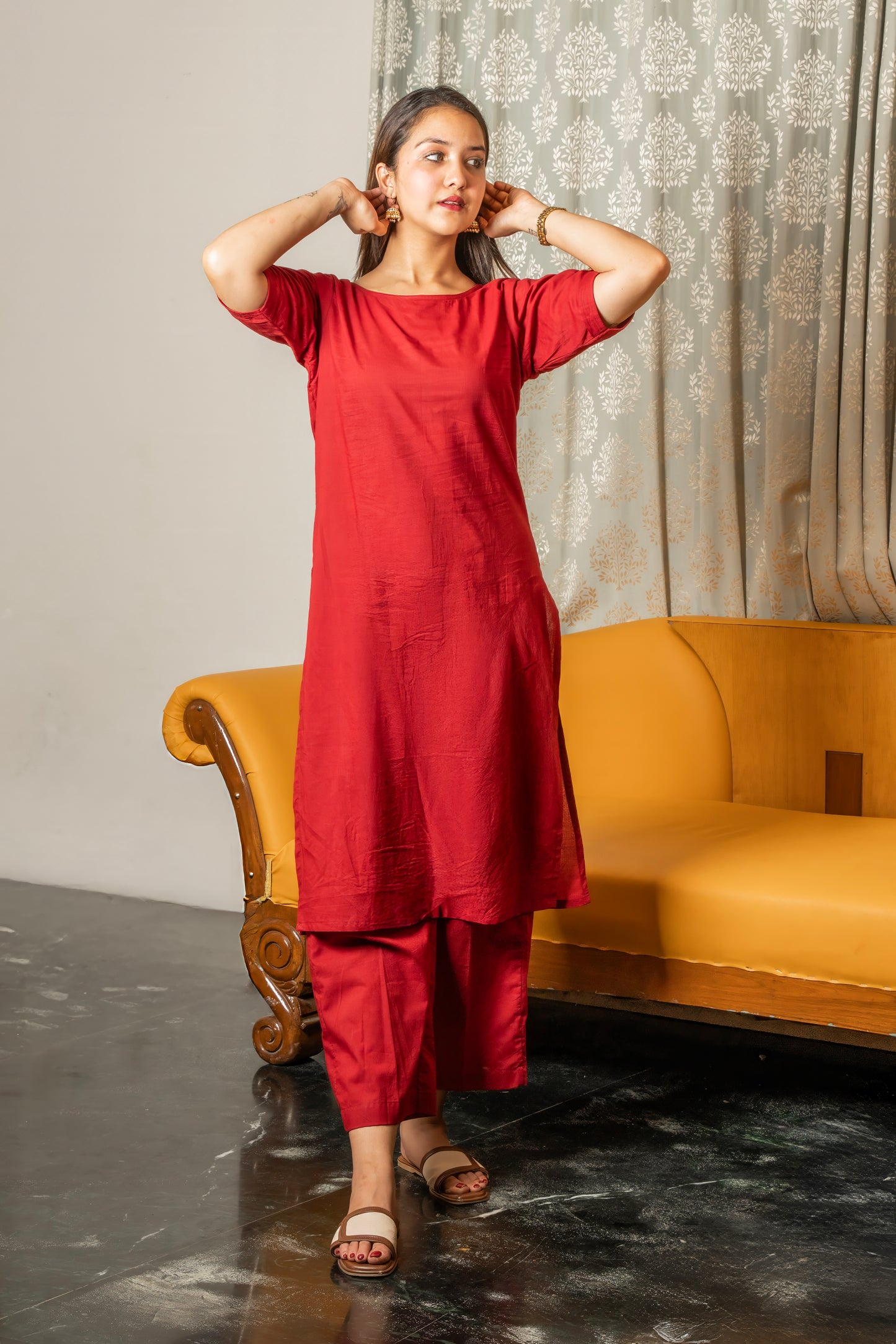 Maroon minimalist co-ord set