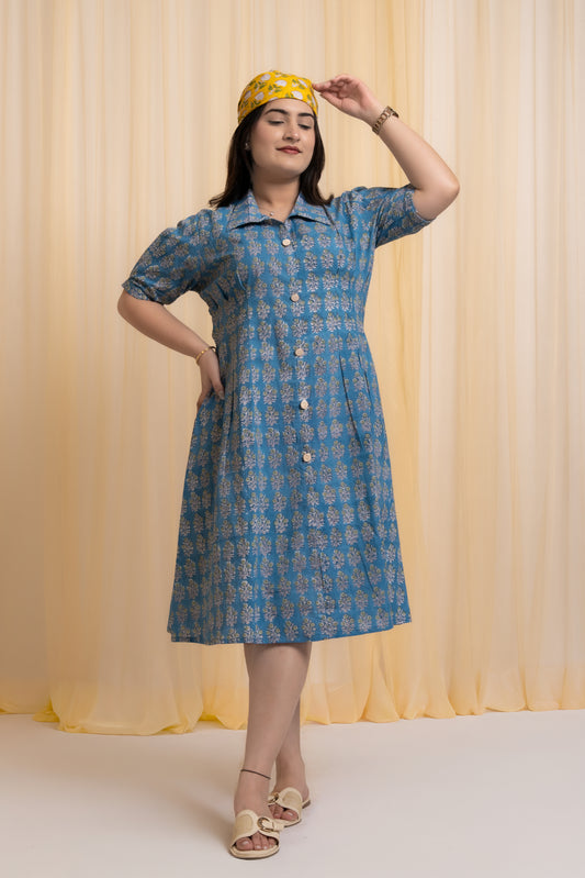 Niyara Hand Block Pintuck Dress