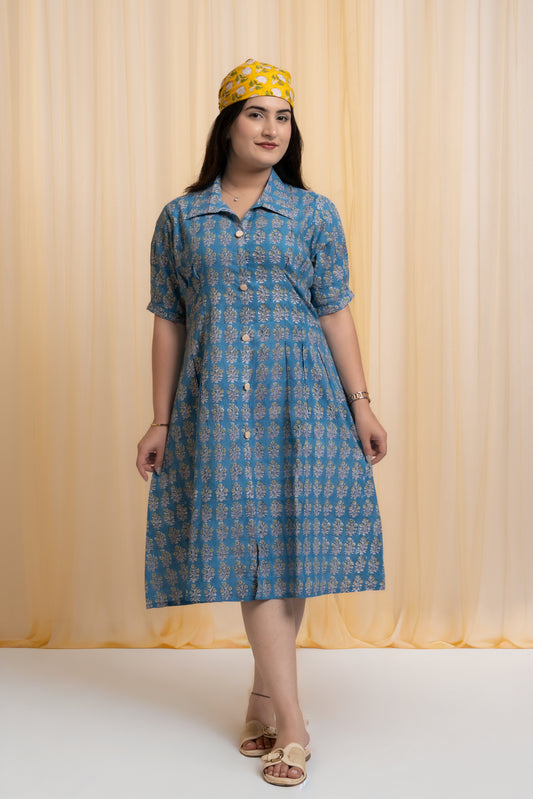 Niyara Hand Block Pintuck Dress