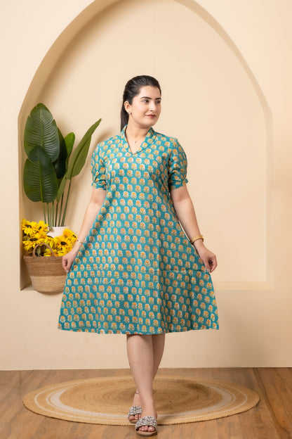 Zariya Hand Block Print Dress