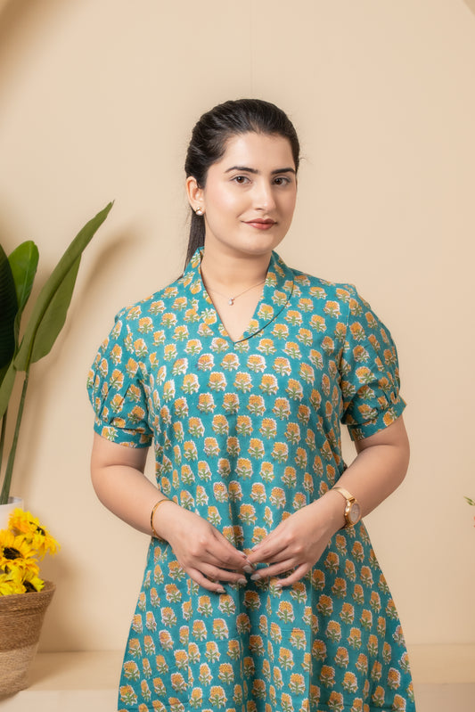 Zariya Hand Block Print Dress