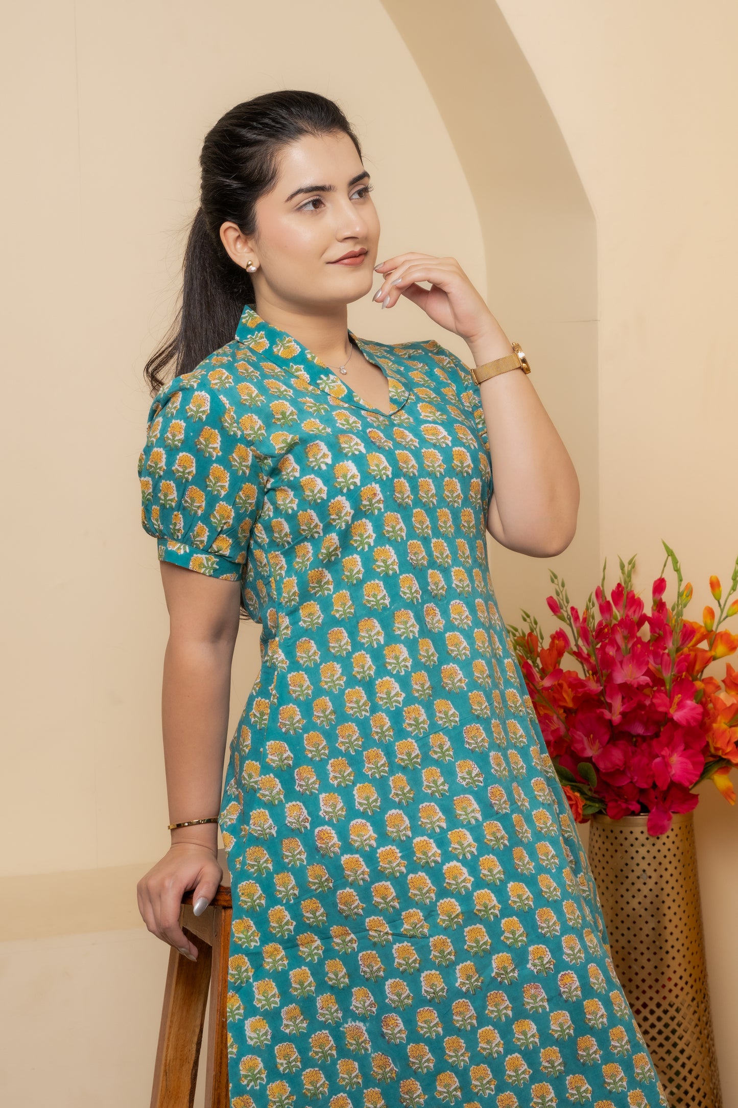 Zariya Hand Block Print Dress