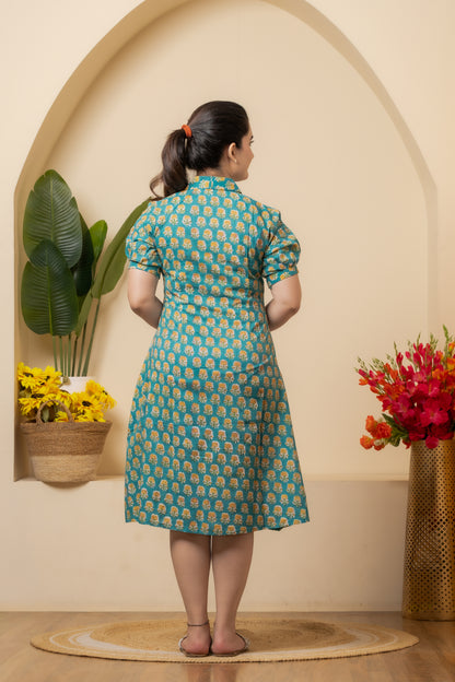 Zariya Hand Block Print Dress