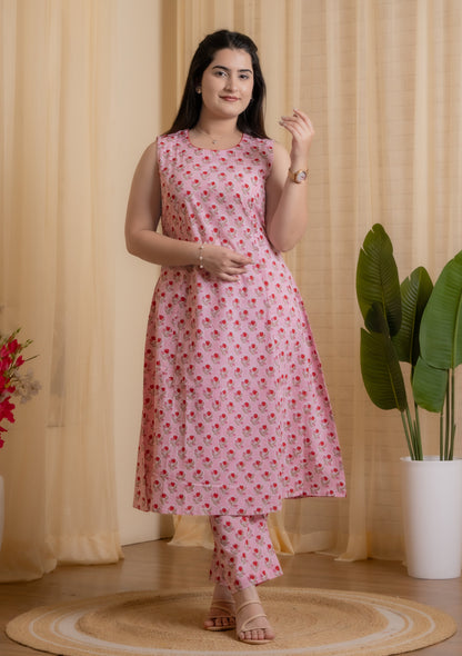 Roselle Hand Block Kurta set