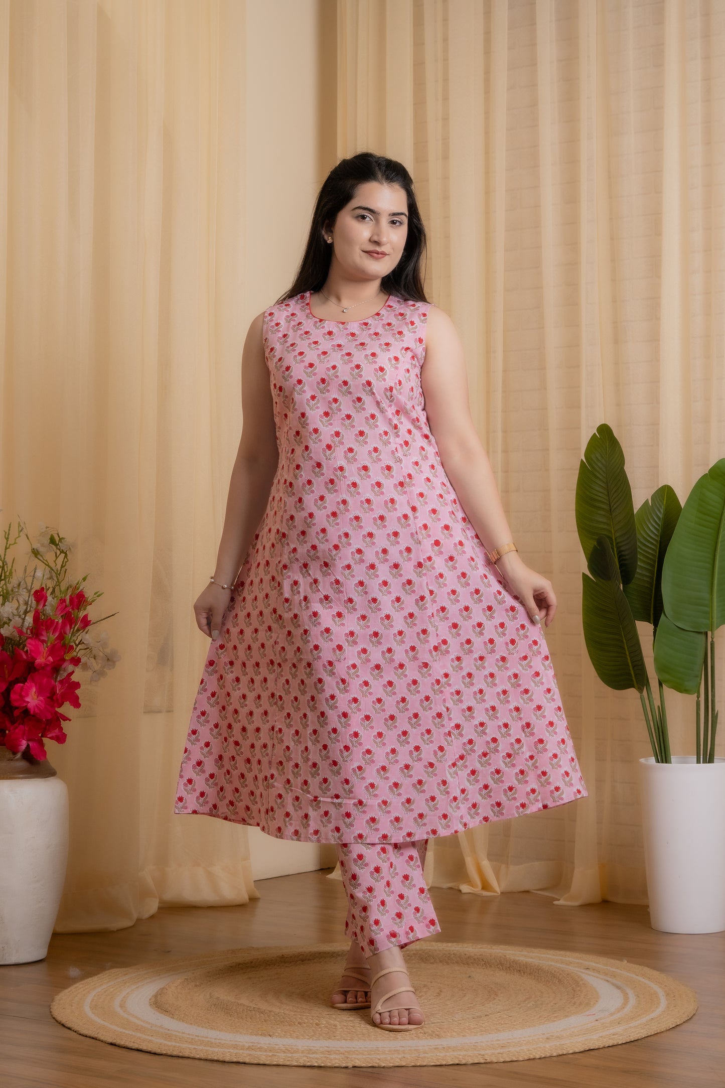 Roselle Hand Block Kurta set