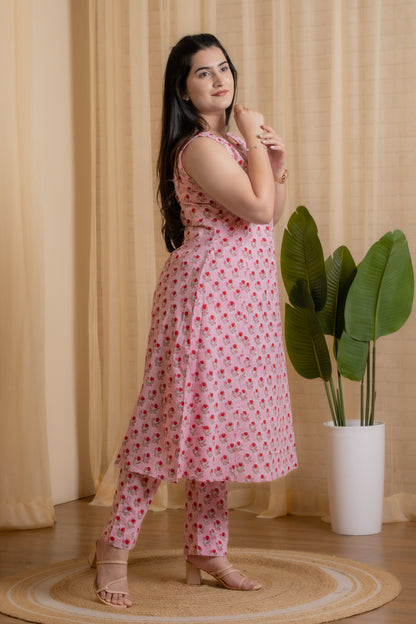 Roselle Hand Block Kurta set
