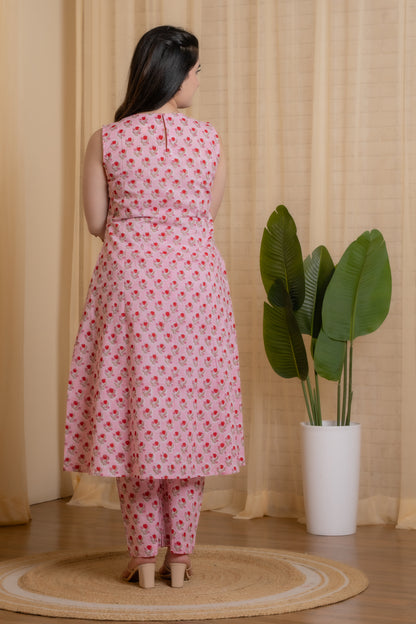 Roselle Hand Block Kurta set