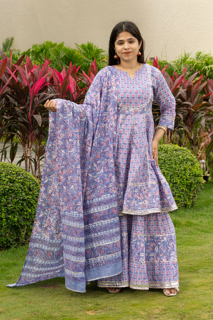 Mrigaani Handblock Print Sherara set