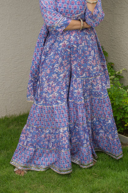 Mrigaani Handblock Print Sherara set