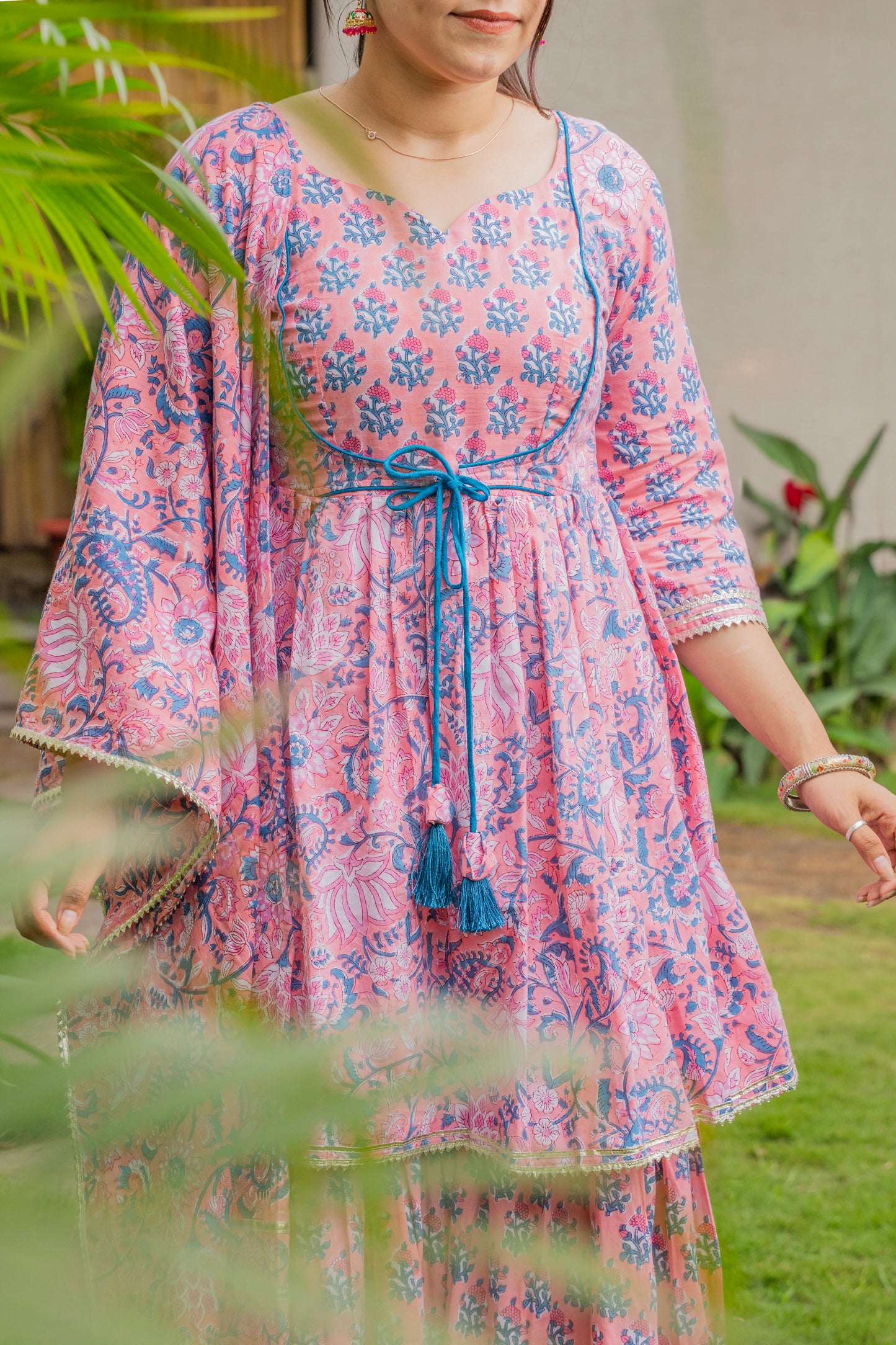 Gulnaar Phool Handblock Print Sharara Set