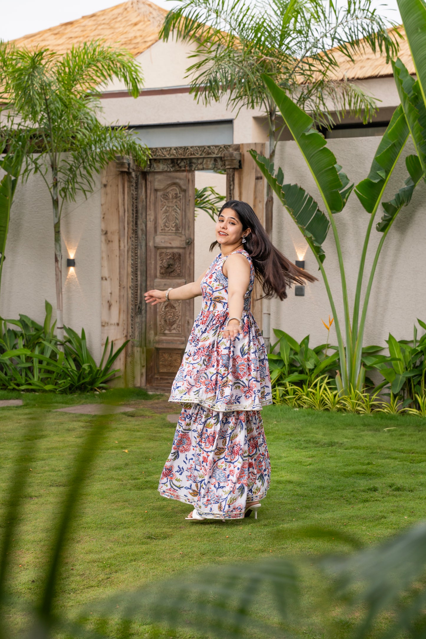 Vanika Handblock Sharara set with Chanderi Dupatta