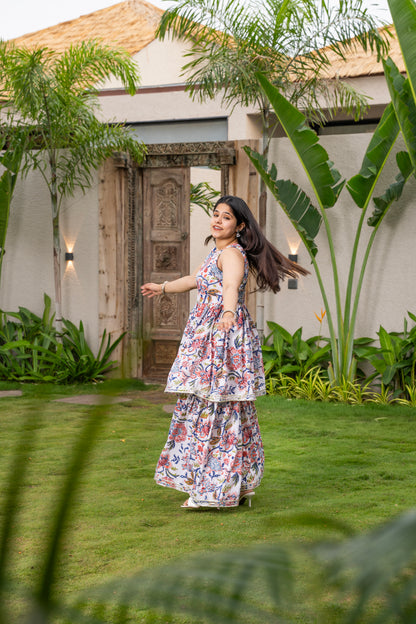 Vanika Handblock Sharara set with Chanderi Dupatta