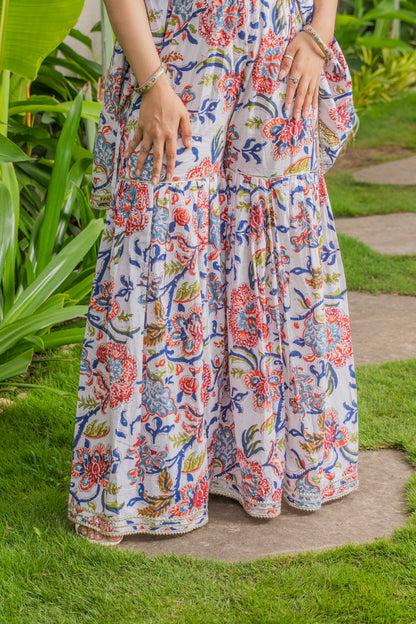 Vanika Handblock Sharara set with Chanderi Dupatta