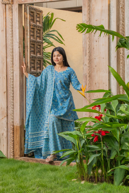 Neelanjali Handblock Print Sharara set