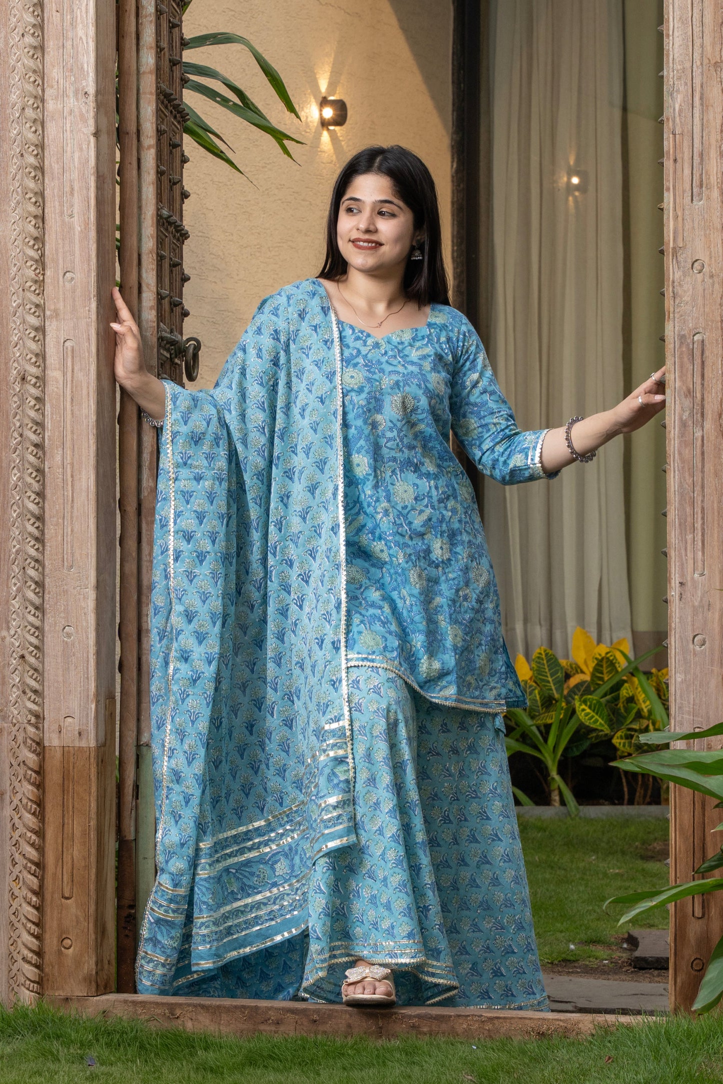 Neelanjali Handblock Print Sharara set