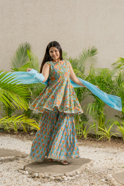 Chandani Handblock Print Sharara Set