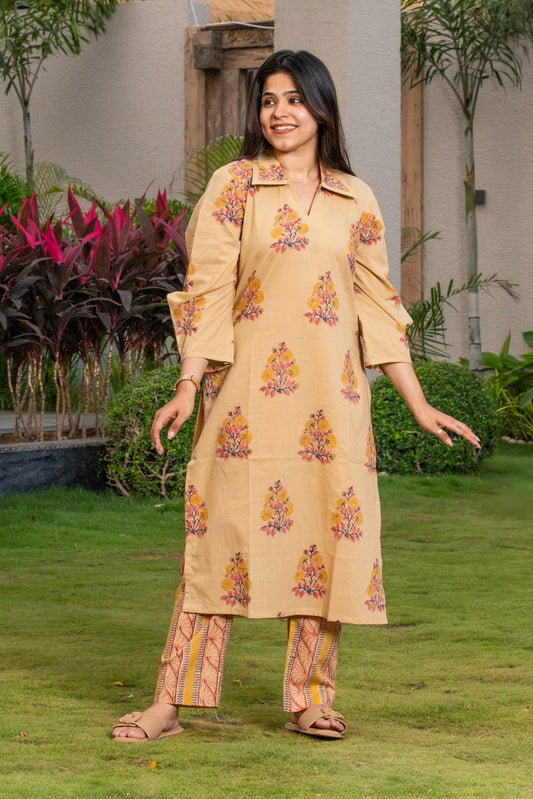 Kesar Handblock Print kurta set