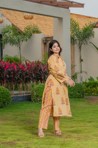 Kesar Handblock Print kurta set