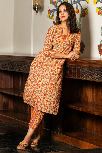 Dusky Bloom Block Printed Kurta Set